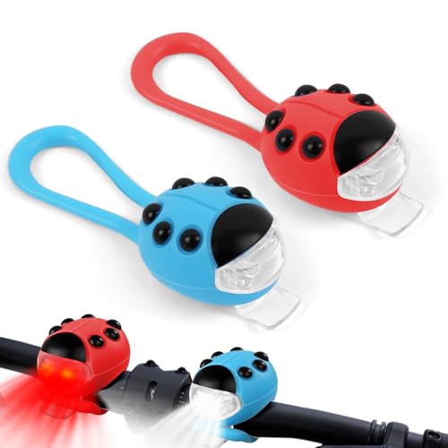 vsshe Lumière pour Trottinette, 2PCS Lumiere Velo Avant et Arriere, Lumière d'Avertissement LED en Silicone, 3 Modes d'Éclairage Buggy IP65 Étanche Feu Arrière pour Scoote/Poussette/Bicyclette