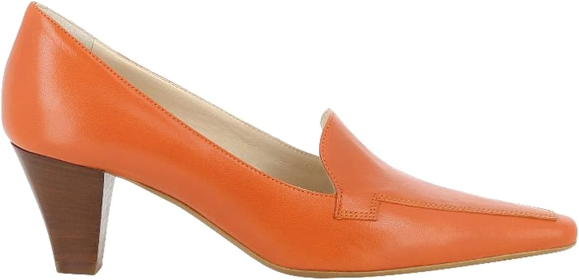 LEHOOR Women Orange Business Loafer Shoes Heeled Chunky Block Heel Pump Shoe Pointed Closed Toe Slip On Formal Office Work Suede Leather Oxford Shoes Ladies Comfort Professional Matte Orange 8.5 M US - Image 2