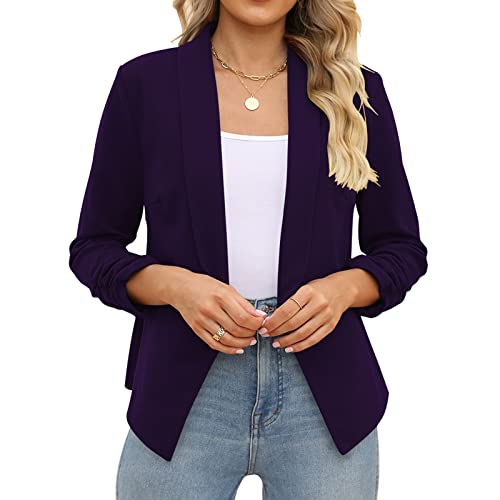 Image of POGTMM Women 3 /4 Sleeve Blazer Open Front Cardigan Jacket Work Office Blazer