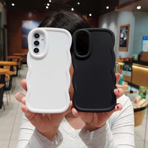 Image of KC Back Cover for Samsung Galaxy A23 4G & Samsung Galaxy A23 5G Curly Wave Shape Shockproof Bumper Soft Silicone Case with Camera Protection (Black)