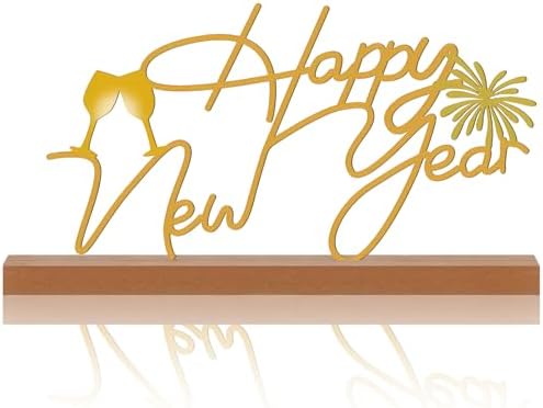 13.78 Inch Happy New Year Decoration 2026 Happy New Year Metal Go...