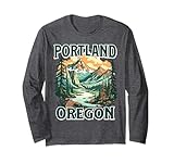 Portland Oregon con montañas y diseño forestal. Muestra tu amor por la naturaleza, senderismo, camping y al aire libre.