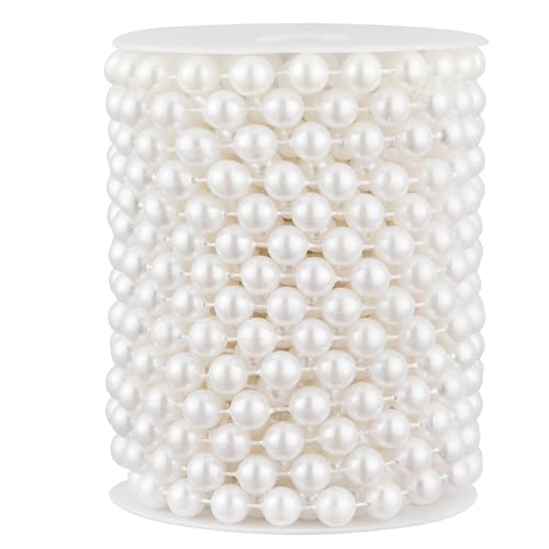 33 Feet Faux Pearl Beads Garland 10mm Craft String Pearls for Wedding Centerpiece Christmas Tree and Flowers Decoration DIY(White)