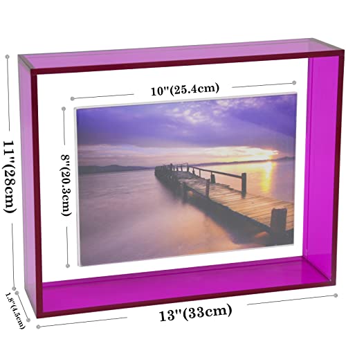 Happydino 8X10 Floating Frame Acrylic Neon Picture Frame Freestanding Translucent Colored Decorative Photo Frame For Wall Mounting Tabletop Desk Gallery Display, Purple #TOP1