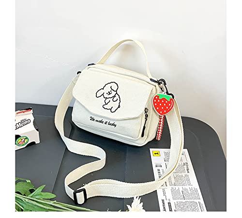 NCDUANSAN Kawaii backpack girl people Messenger bag mini small backpack cute Korean INS puppy pattern(WHITE)2