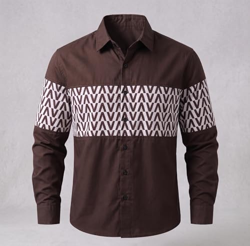 Image of Afflatus Men's Casual Shirt with Geometric Print | Premium Cotton Full Sleeve Shirt for Men | Stylish Regular Fit Fashion Trend | Casual, Party & Smart Casual Wear