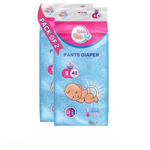 Image of KiddySoft Baby Diaper Pants with 5 Layer All Night Leakage Protection & Quick Absorbency (S - 42, Pack of 2)