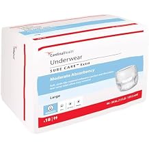 Cardinal HealthTM Protective Underwear, Sure CareTM Extra, Moderate Absorbency, Large, Pull-On Adult Disposable Underwear with Tear-Away Seams, Cloth-Like & Discreet - Case of 72 4 Bags of 18
