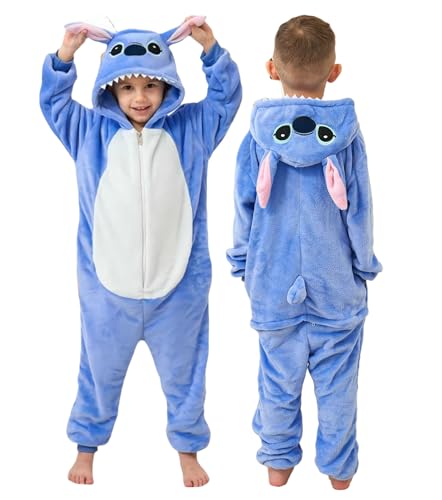 Unisex Children Animal Onesie Pajamas Kids Flannel Halloween Cosplay CostumeHomewearSleepwear Blue