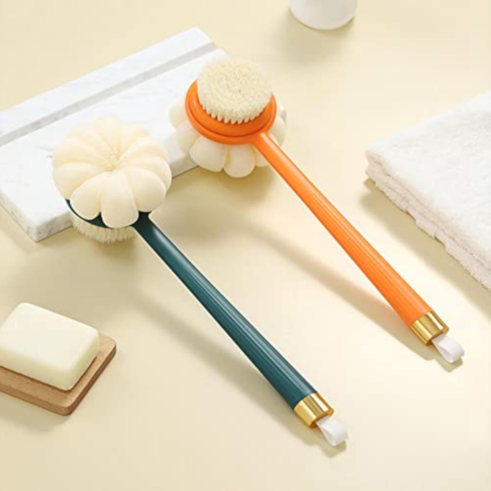 Double Side Long Handle Portable Shower Brush for Women