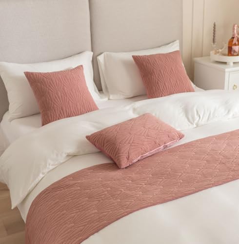 HFDJRWK Cubrecama y Bufanda Cubrecama Decorativo de Doble Cara, Suave y Resistente a la Decoloración for el Pie de la Cama, Tamaños Queen y King, Decoración del Hogar(Pink,45X180cm)