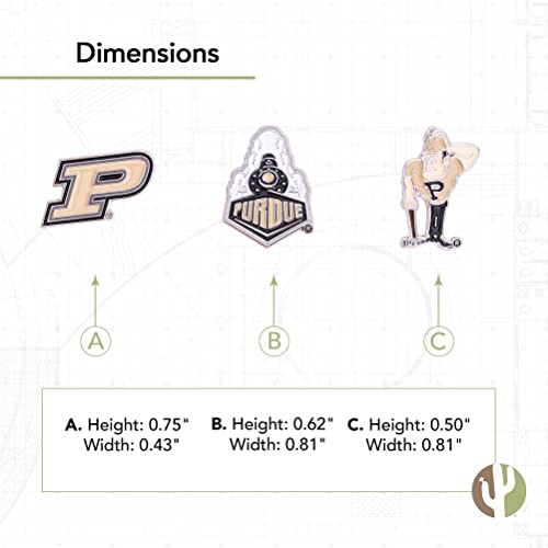 Image of Desert Cactus Purdue University Lapel Pin PUR Boilermakers Made of Metal for Formal Wear, Bag and Hat Jewelry, and Tie Tack (Pin Set)