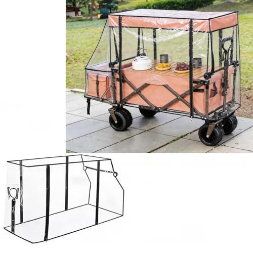 Waterproof Collapsible Wagon Rain & Sun Cover - Windproof, UV-Resistant Camping Wagon Canopy with Zippered Doors for Outdoor Camping, Picnic & Beach Use by PERFECT LASER - Used condition - US$18.44