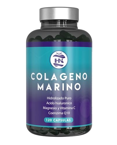 Colageno Marino Hidrolizado 744mg-120 Capsulas - Colageno con Magnesio y Acido Hialuronico, Vitamina C, Zinc, Coenzima Q10 - Marine Collagen para Articulaciones, Huesos, Piel, Cabello y Uñas (2 meses)
