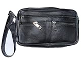  Germanicus Pochette Sacoche Homme Cuir Noir Agneau Véritable (Noir 1 Compartiment)