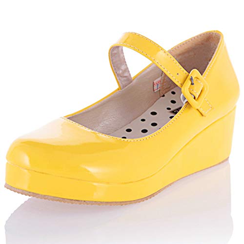 MAVMAX Women's Wedge Mary Jane Round Toe Lolita Shoes Platform Mid Heel Pumps2