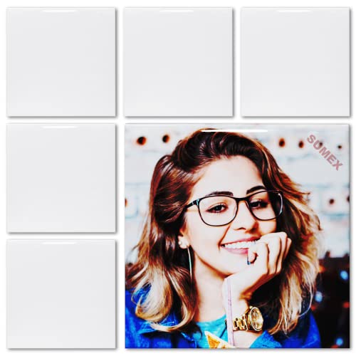 Sumex Lot de 6 carreaux de céramique blancs brillants pour travaux manuels, presse à chaud (20 x 20 cm)