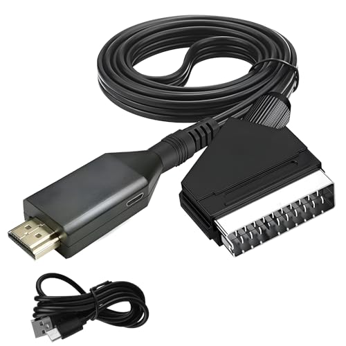 Scart to HDMI Converter, Video Audio HD Adapter for TV Scart Input to HDMI,Supports 720p/1080p with USB Cable All-in-One Direct for DVD Player HDTV STB VHS Xbox PS3 Sky Blu-Ray Monitor Projector