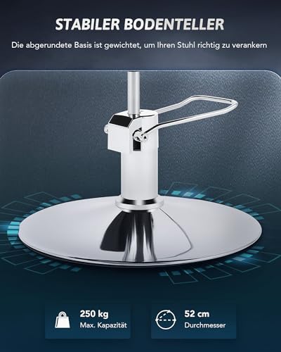 CO-Z Krzesło fryzjerskie, obracane o 360°, 41-56 cm, regulacja wysokości, hydrauliczne krzesło fryzjerskie z obciążoną stalową podstawą, nośność 250 kg, krzesło fryzjerskie do salonu piękności