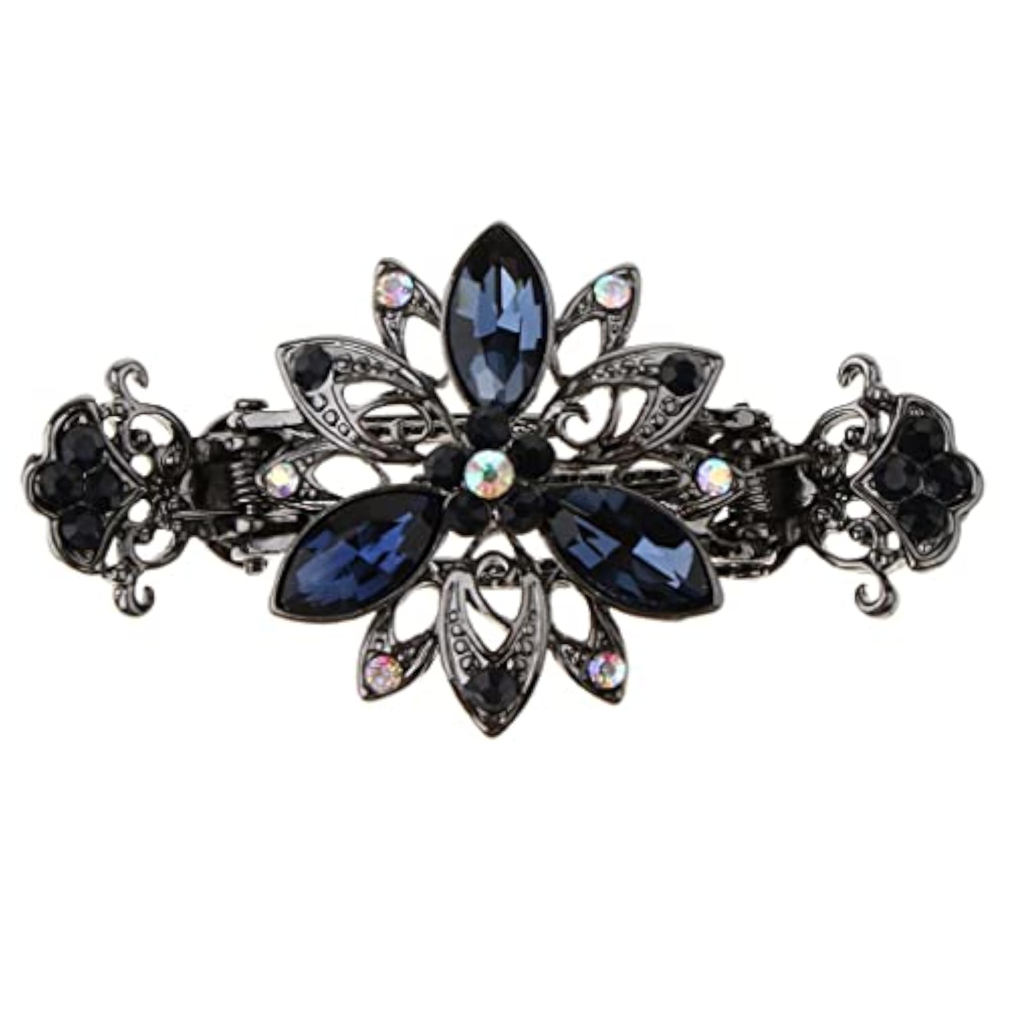Vintage Crystal Flower Hair Claws, 2pcs Set for Women
