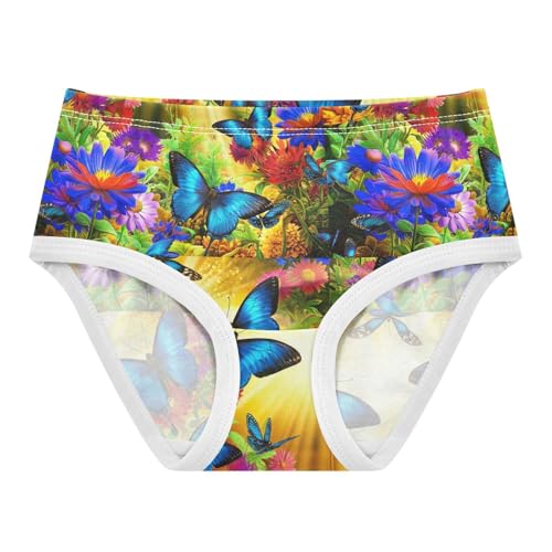 Joisal Cotton Toddlers Underwear Floral Vibrant Colorful Butterflies Sun Panties for Girl Aesthetic Kids Briefs Undies 2t
