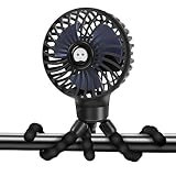 Portable Stroller Fan USB Clip on Fan Rechargeable Small Personal Mini with Removable Flexible Tripod 3 Speed 360° Rotate Can Handheld and Desk for Stroller Car Seat Crib Travel Outdoor (Black)