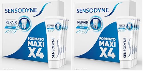 Sensodyne Repair & Protect Pastas de Dientes Sabor Menta, Protección y Alivio Frente a Sensibilidad Dental, Pack 4x75ml (Paquete de 2)