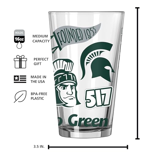 Image of Logo Brands NCAA 16 oz Pint Glass - Durable Glass With Bold Team Color- Chip-Resistant Rim Drinkware For Fans, Tailgates, Home Bars & Everyday Use