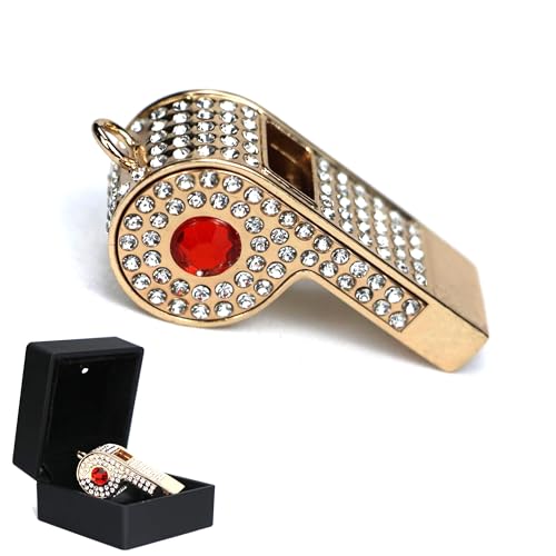 Draduo Bling Whistle Crystal Rhinestone Necklace Gold + Red
