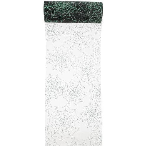 ABOOFAN Telaraña de Organza Negra y Verde para Manualidades 15 CM X 9 Metros Cinta Decorativa para Halloween Tela de Telaraña para Decoración de Fiestas y Eventos Temáticos