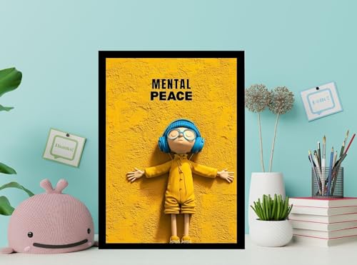 Image of MIRA MEST Mental Health Wall Decor - inchMental Peace inch Motivational Poster Frame | Aesthetic Modern Wall Art for Bedroom, Living Room, Office & Study Room