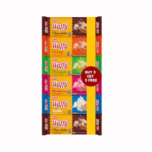 Image of Dukes Waffy - Chocolate, Pineapple, Vanilla, Orange, Strawberry, And Dark Vanilla Flavoured Creamy & Crunchy Wafers,360 /330 Gram (Flavor And Packing May Vary)