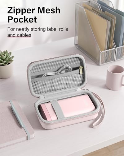 Image of ProCase Label Maker Case Compatible with Nelko P21, Phomemo D30 Label Printer, Compact Portable Bag for SUPVAN E10 /ORGSTA S001 Sticker Printer, Storage for Label Tape&Accessories (Case Only) -Pink