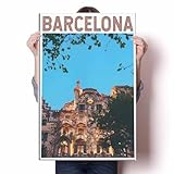 LIULAG Cuadro sobre Lienzo 40x60cm Sin Marco Barcelonas Vintage Travel Poster Wall Decor Baño Bar Office Vintage Picture