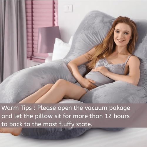 Image of Full Body Pillows for Sleeping Cooling Pregnancy Pillow,U Shaped Pregnancy Body Pillow for Women,Maternity Pillows for Pregnant Women Removable Washable Velvet Cover