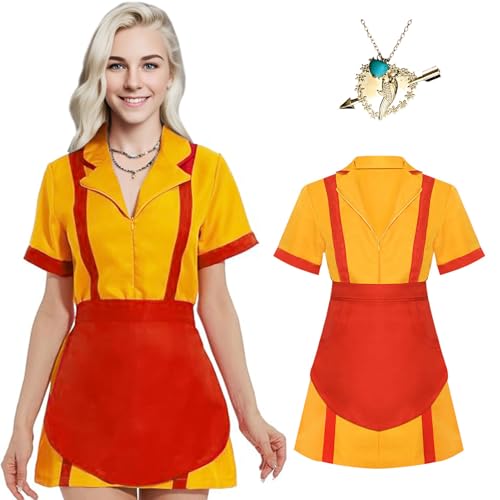 Crusward Disfraz de camarera para mujer, disfraz de cosplay, camarera, juego con delantal, collares, disfraz de camarera, disfraz para mujer, disfraz de cosplay para carnaval, Halloween (XL)