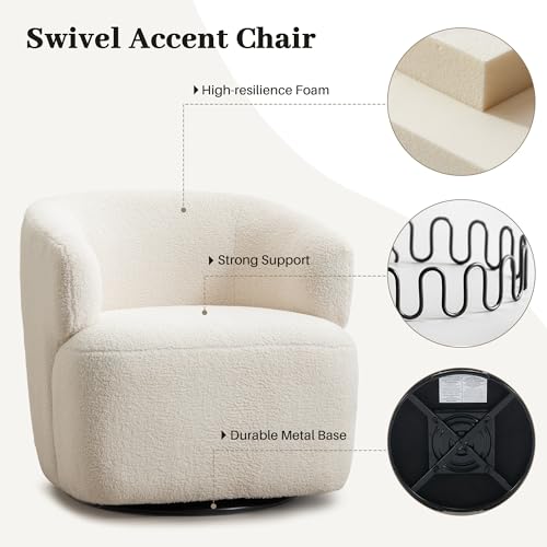 Sillón giratorio boucle beige crema miniatura 6