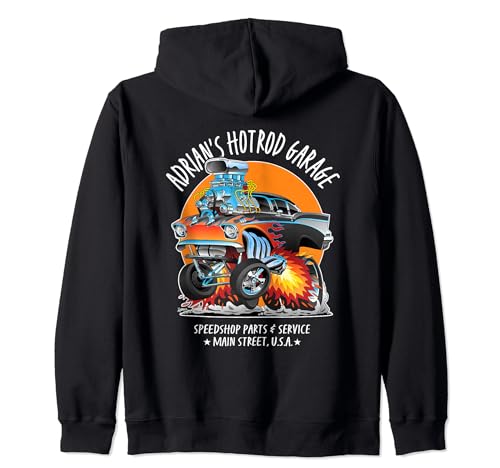 Auto clásico Adrian's Hotrod Garage, diseño Adrian personalizado Sudadera con Capucha