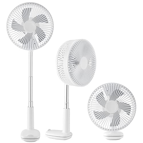 SDYXJ Portable Clip Fan, Stand & Table Oscillating fan Folding Telescopic & Adjustable Height With 3 Speeds Battery Operated Rechargeable for Office Home Outdoor Camping