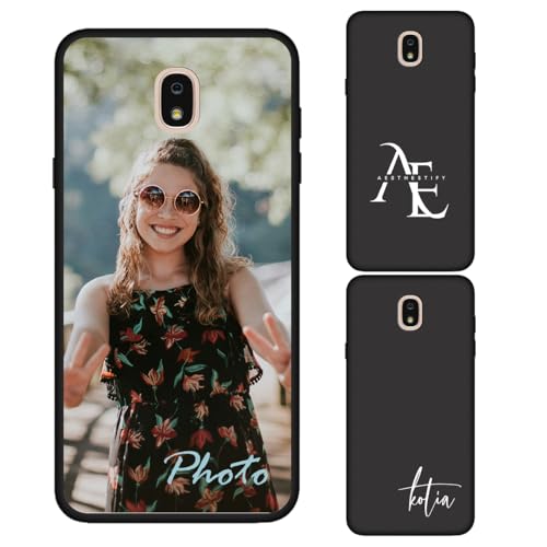 Custom Case Compatible with Samsung Galaxy J7 2018 Personalized Photo - Customized Picture Logo Text Phone Cover, Protective Silicone TPU, Slim Soft Shell Unique Gift, Black