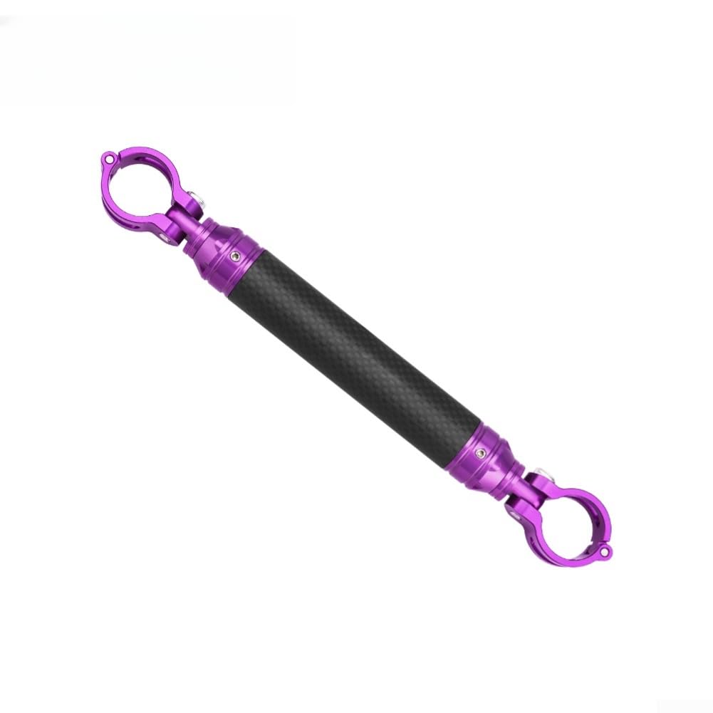 Handlebar Extension Rod For Brompton Bicycles Compatible With Phone Holders Lights And Accessories CNC Aluminum Ends Carbon Fiber Construction(Purple)