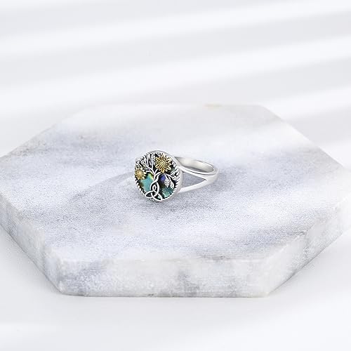 Sunflower Ring for Women 925 Sterling Silver Tree of Life Ring Sunflower Flower Jewelry Gifts for Mom2