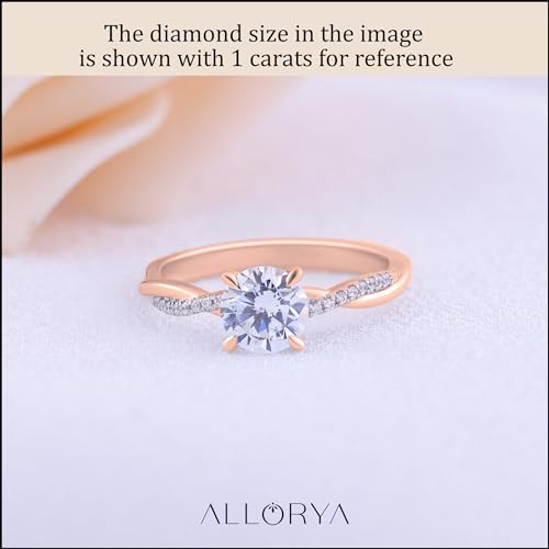 Round Lab Grown White Diamond Twisted Ribbon Engagement Ring for Women in 10K Solid Gold3