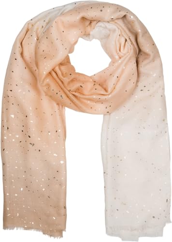 styleBREAKER Damen Schal mit mehrfarbigem Farbverlauf und Metallic Details, Leichtes großes Tuch mit kurzen Fransen 01016226, Farbe:Braun-Beige
