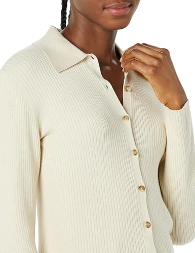 Image of Amazon Essentials Women's Fine Gauge Stretch Polo Ribbed Long Sleeve Sweater Cardigan