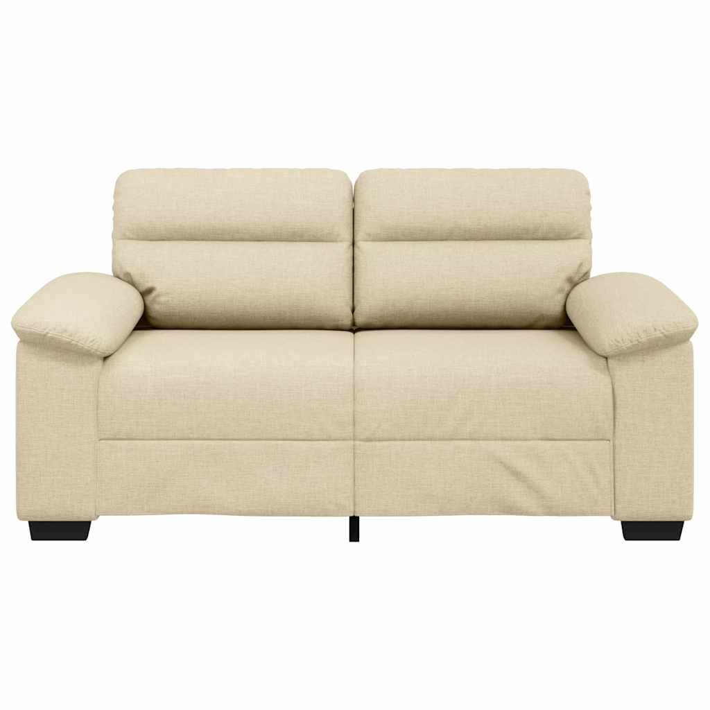 Sofa 2-osobowa, kremowa, 160 x 81 x 84 cm, materiał do salonu, lounge, ławka do siedzenia z podłokietnikami i oparciem, do pokoju gościnnego, biura i salonu