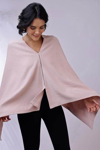 Image of Zelena Cotton Bamboo Blend Premium Nursing Cover for Breastfeeding | Breastfeeding Cover for Mothers | Feeding Shawl for Mother | Feeding Cloth | Breathable Nursing Covers | Poncho For Mom (Nude Pink)
