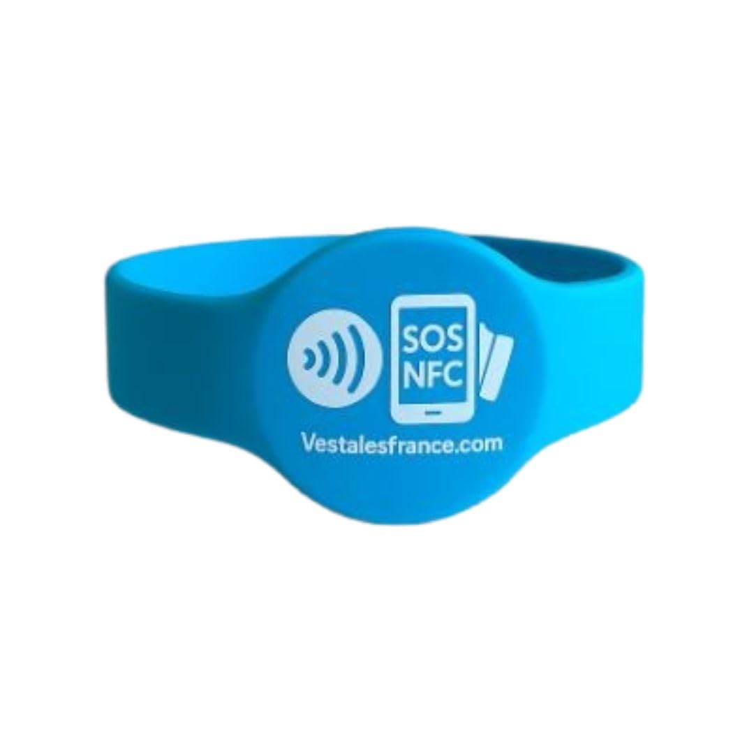 Bracelet Sécurité Enfant NFC Identification Urgence sans Batterie Fabrication Française Bleu 1 Pièce
