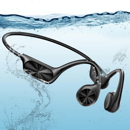 Swimming Headphones Bone Conduction Headphones Open Sports Earphones Wireless Bluetooth 5.4 Built-in MP3 player 32G Memory IPX8 Waterproof Headphones for Swimming Cycling Running