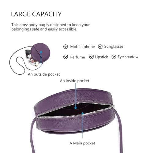 Image of Circle Crossbody Bag for Women NYLON Circle Purse with Zipper Adjustable Knot Shoulder Straps